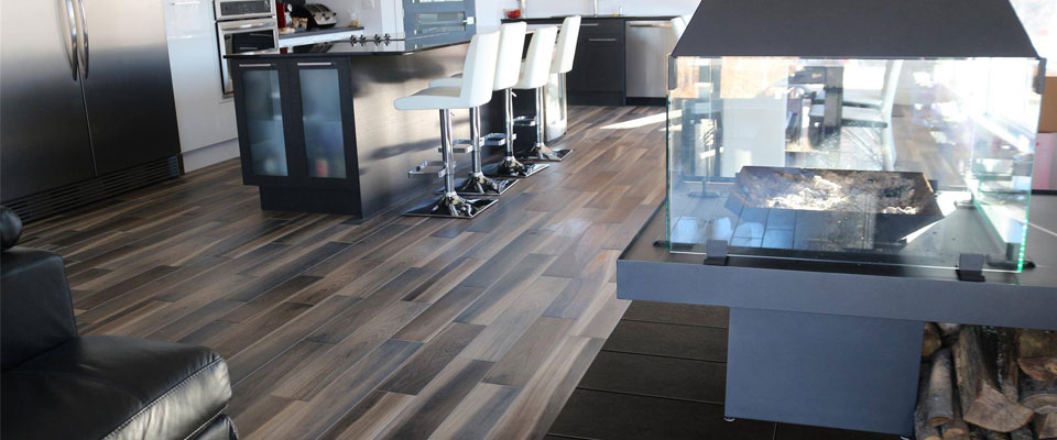 Kitchen with brown floating floor
